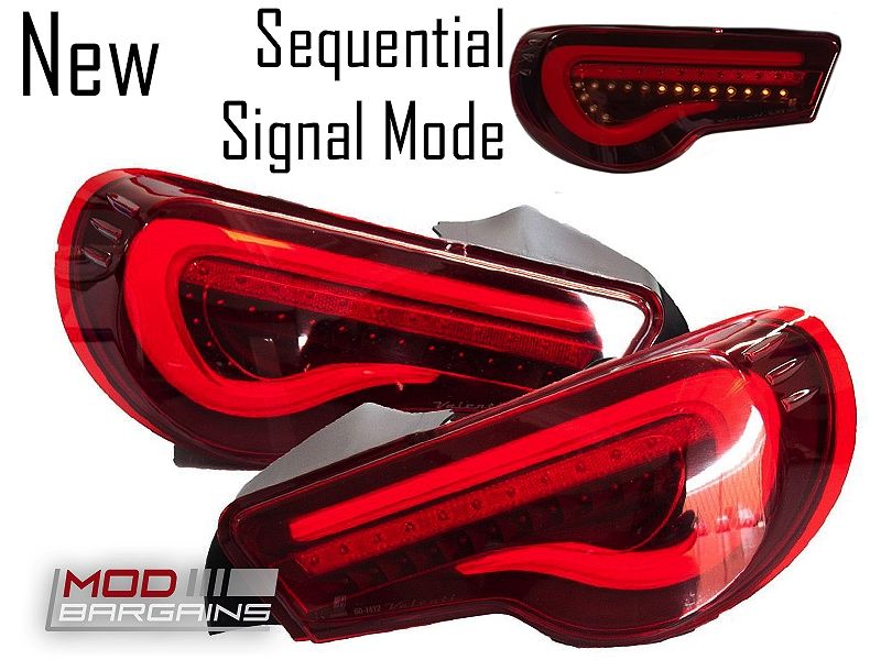 Valenti Sequential LED Tail Lights Red Lens White Bar for 2013-2019 Scion  FR-S/Subaru BRZ